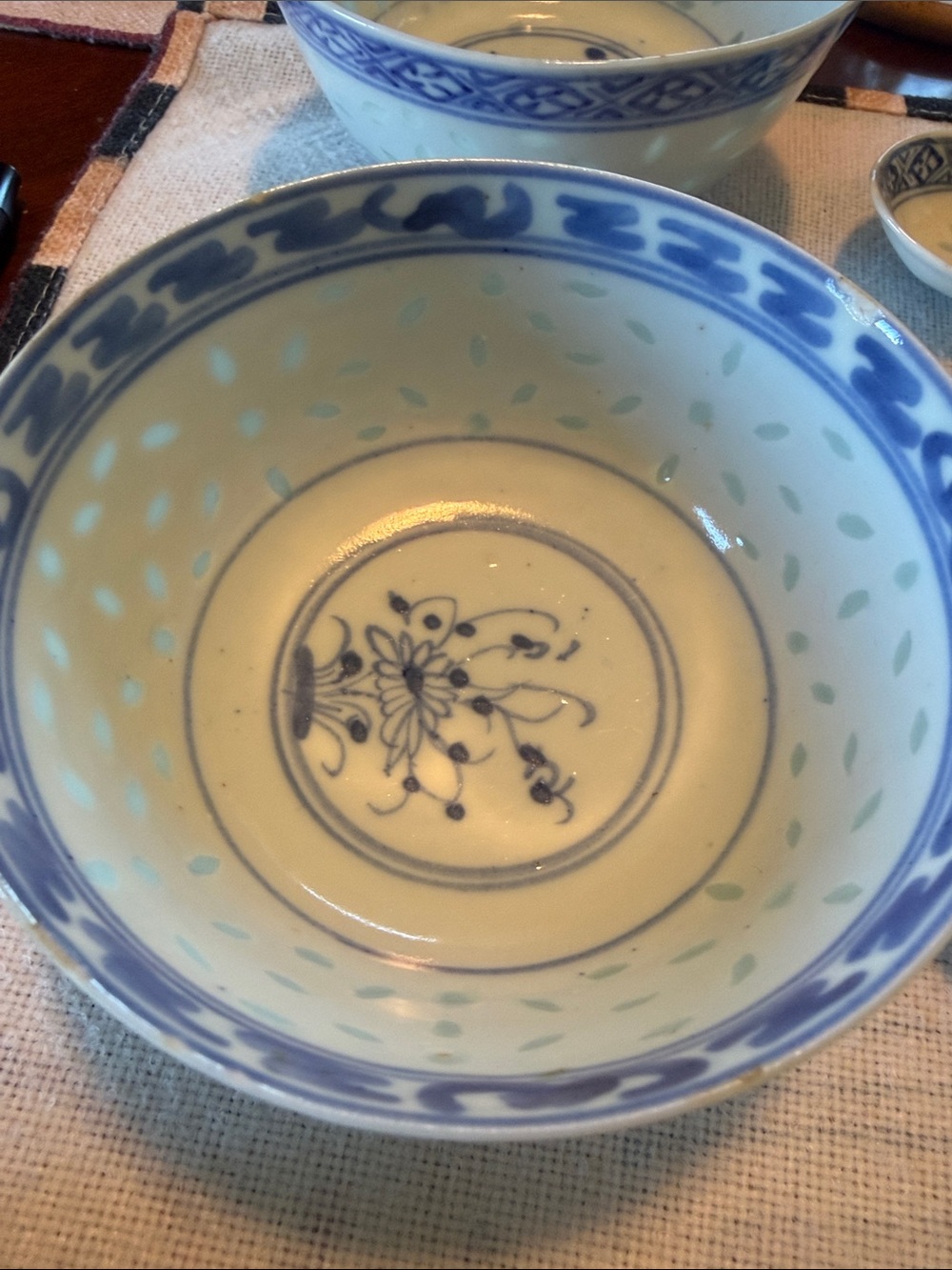 Blue and White Floral Ceramic Bowl - Decorative Home Accent